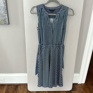 Blue and white day time dress